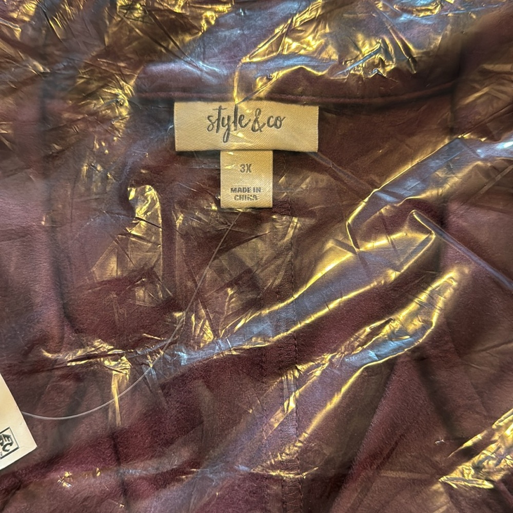 NWT Style & Company Maroon Moto Zip Jacket Size 3X - Picture 7 of 12